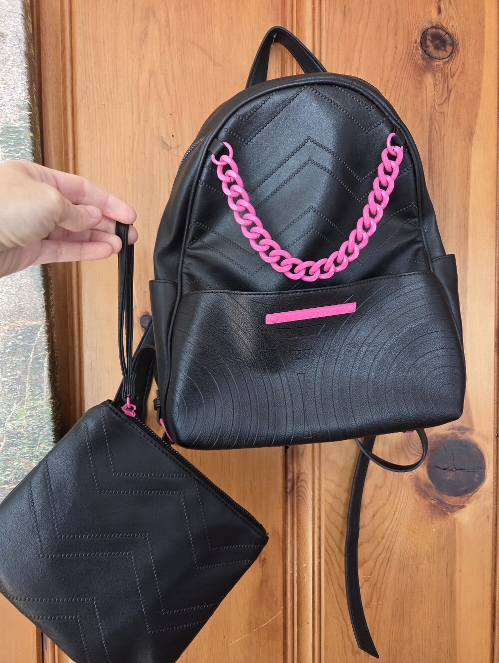 Betsy Johnson Faux Leather Backpack And Wristlet
